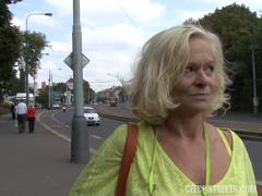 Old blonde whore fucked outside